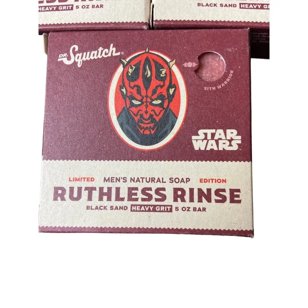 3pk Dr Squatch Ruthless Rinse Darth Maul Star Wars Mens 5oz Bar Soap Heavy Grit - Picture 3 of 3
